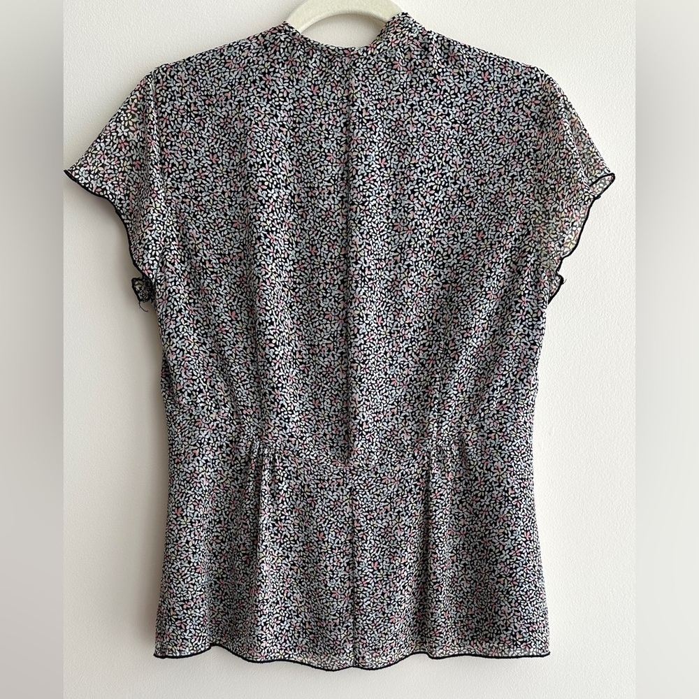 Nine West Floral Button Down Blouse, Multicolor Ribbon Tie Top, Size 6 - Picture 12 of 16